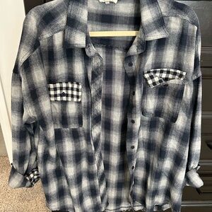 LA MIEL Navy and White Plaid Shirt